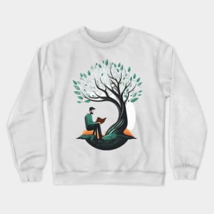 Book Reading under a Tree - Designs for a Green Future Crewneck Sweatshirt